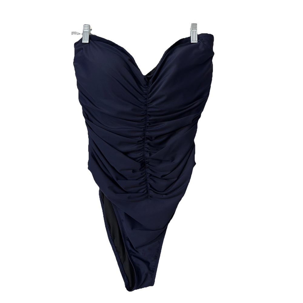 J. Crew Strapless Ruched Sweetheart One-Piece Swimsuit Navy Size 16 Cruise Beach